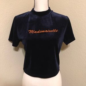 Honey Punch Mademoiselle Navy Velvet Crop Top